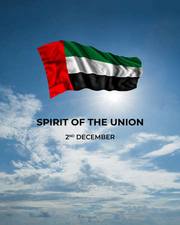 United Arab Emirates Union day card with flag. National holidayの写真素材