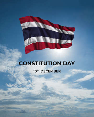 Thailand Constitution day card with flag. National holidayの写真素材