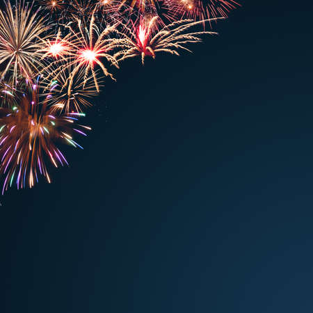Holiday background for New Year or Independence day with fireworks. For your designの写真素材