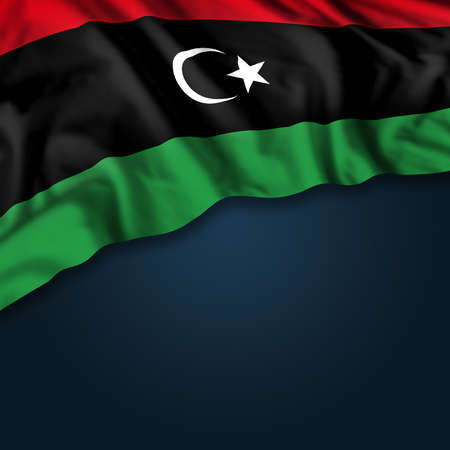 Libya independence day greetings card with flag and text. National holidayの写真素材