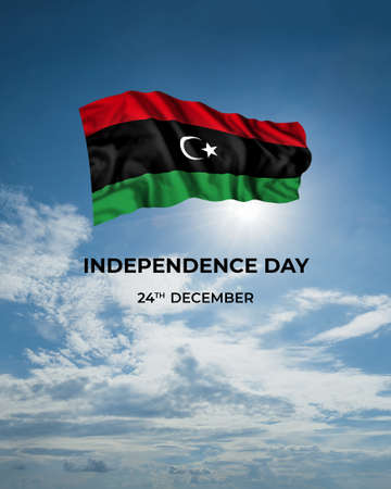 Libya independence day card with flag. National holidayの写真素材