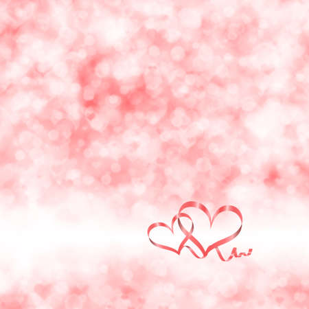 Happy Valentines Day holiday banner with hearts and congratulations text, illustration. Place for your textの写真素材