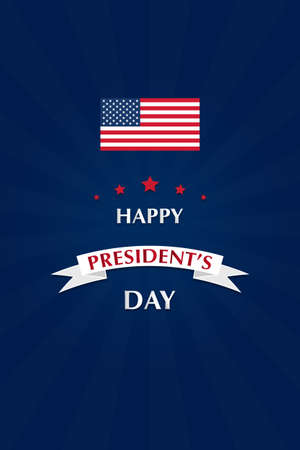 Presidents day greetings card with US flag and typography text, national holiday. Illustrationの写真素材