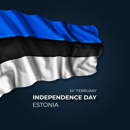 Estonia independence day greetings card with flag and text. National holidayの写真素材