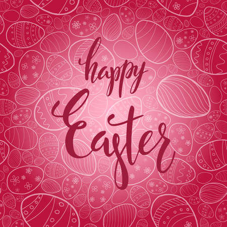 Easter pattern with hand drawing holiday eggs on background. Vector EPS10のイラスト素材