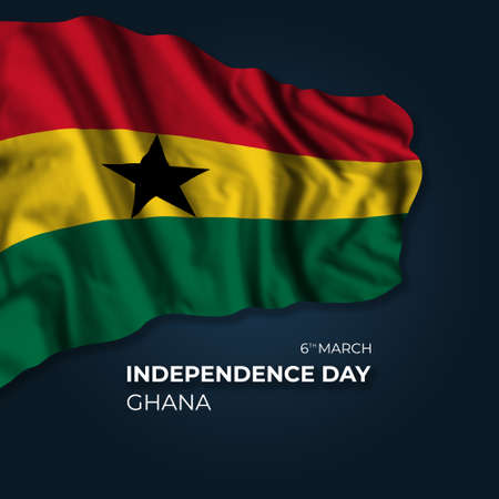 Ghana independence day greetings card with flag and text. national holidayの写真素材