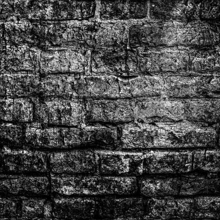 Black grunge brick wall background, vintage textureの写真素材