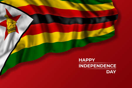 Zimbabwe independence day greetings card with flag and text. national holiday illustrationの写真素材