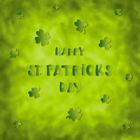 Saint Patricks day holiday card with lettering papercut style greetings textの写真素材