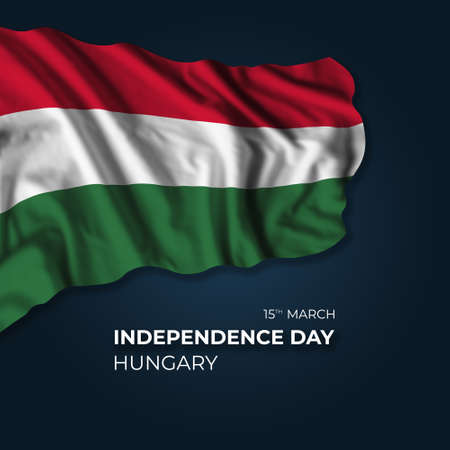 Hungary independence day greetings card with flag and text. national holidayの写真素材