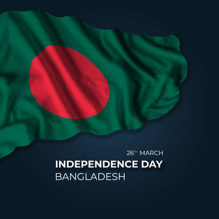 Bangladesh independence day greetings card with flag and text. national holidayの写真素材