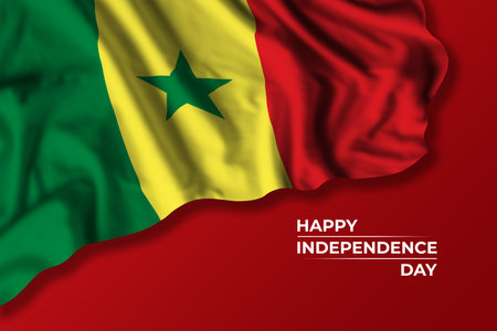 Senegal independence day greetings card with flag and text. national holiday illustrationの写真素材