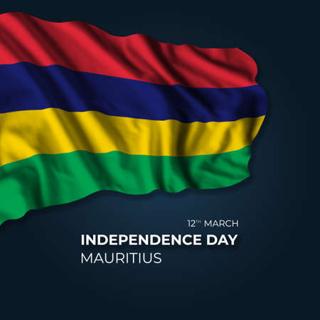 Mauritius independence day greetings card with flag and text. national holidayの写真素材