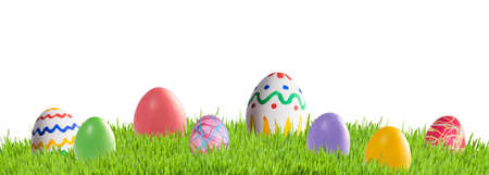 Painted eggs isolated on white background for Easter card designの写真素材