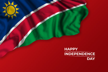 Namibia independence day greetings card with flag and text. national holiday illustrationの写真素材