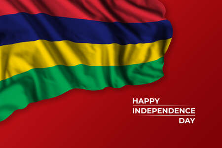 Mauritius independence day greetings card with flag and text. national holiday illustrationの写真素材