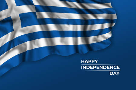 Greece independence day greetings card with flag and text. national holiday illustrationの写真素材