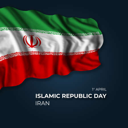 Iran Republic day greetings card with flag and text. national holidayの写真素材