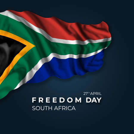 South Africa Freedom day greetings card with flag and text. national holidayの写真素材