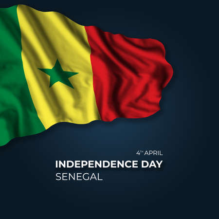 Senegal independence day greetings card with flag and text. national holidayの写真素材