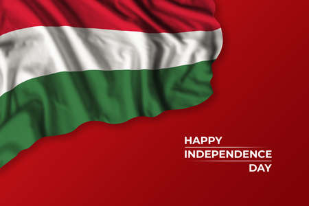 Hungary independence day greetings card with flag and text. national holiday illustrationの写真素材