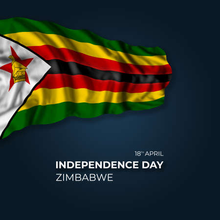 Zimbabwe independence day greetings card with flag and text. national holidayの写真素材