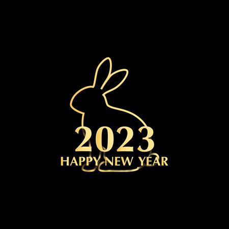 Concept New year 2023 holiday card with rabbit - symbol of the yearの写真素材