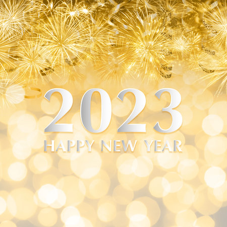 Greeting card Happy New Year 2023 Holiday banner illustrationの写真素材