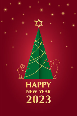 Holiday greeting card Happy New Year 2023. Amazing banner illustrationの写真素材