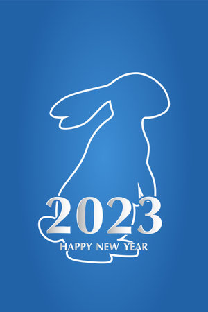 Concept New year 2023 holiday card with rabbit - symbol of the yearの写真素材