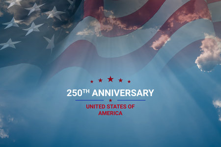 National flag of United States of America for 250 anniversary Independence day holiday card