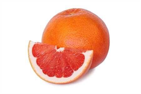 Fresh Pink Grapefruit Isolated On Whiteの写真素材