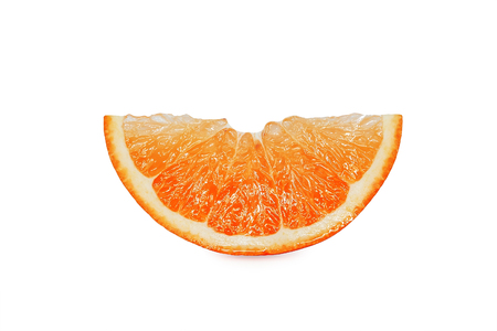 Sliced orange fruit isolated on white backgroundの写真素材