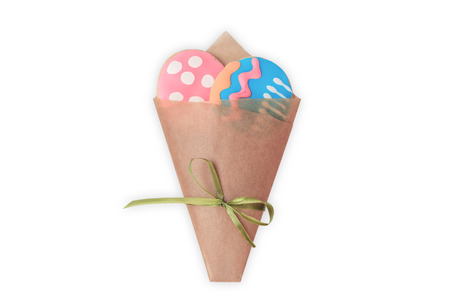 Easter egg shaped gingerbread cookiesの写真素材