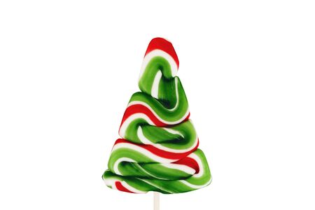 Caramel Candy Christmas tree on white backgroundの写真素材
