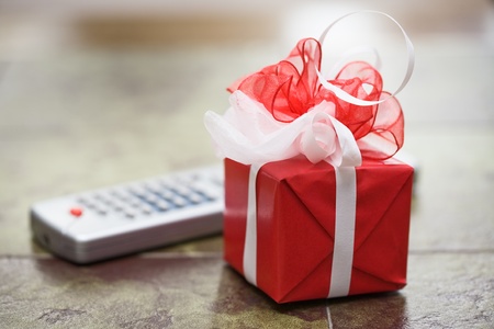 Present box and remote controlの写真素材