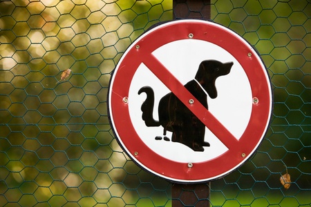 No fouling sign on fence, Germanyの写真素材