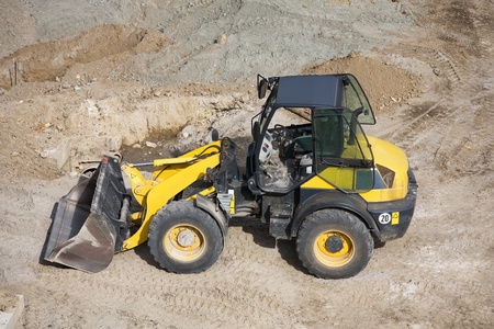 High angle view of yellow small loader