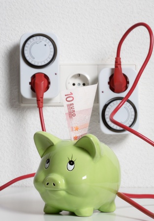 Timer switch saving energy and moneyの写真素材