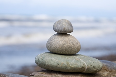 Stone composition on the beachの写真素材
