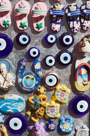 Souvenir magnets on display for sale in Turkeyのeditorial素材
