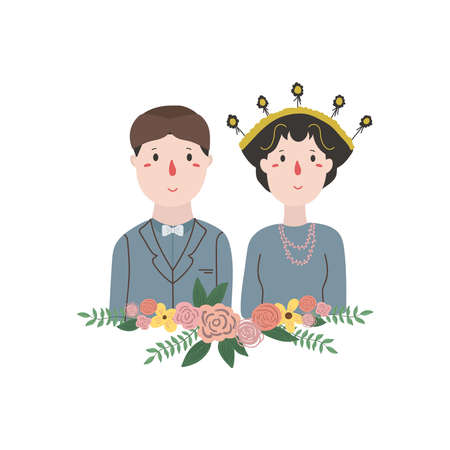 Wedding couple javaneseのイラスト素材