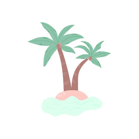 Tree Palm Beach Illustrator cute green pinkのイラスト素材