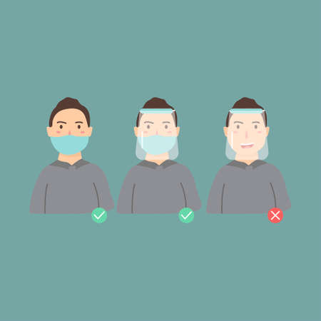 new normal coronavirus face shield maskのイラスト素材