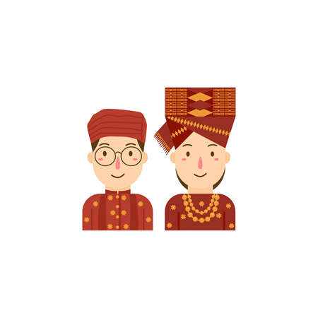 padang characters cute bride and groomのイラスト素材