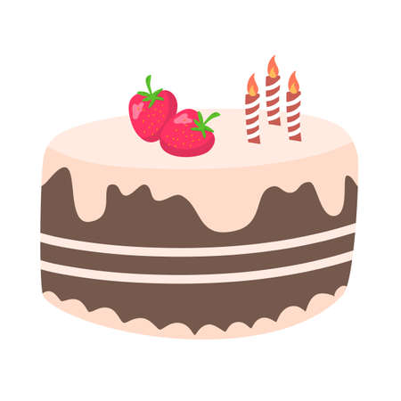 Delicious birthday cake with strawberry