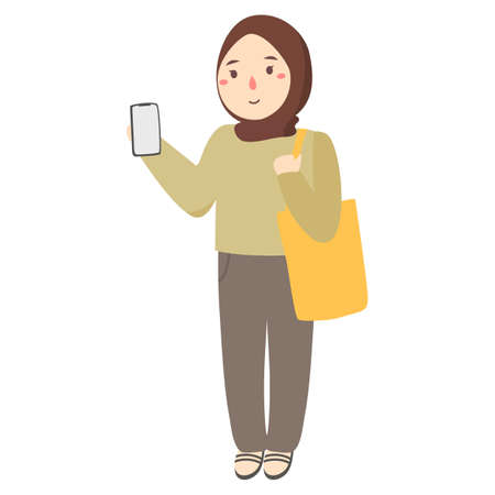 activities of muslim women wearing the hijabのイラスト素材