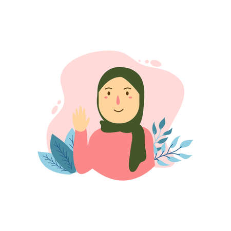 beautiful Muslim women wearing hijab illustrationのイラスト素材