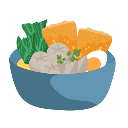 a bowl of beef balls illustrationのイラスト素材