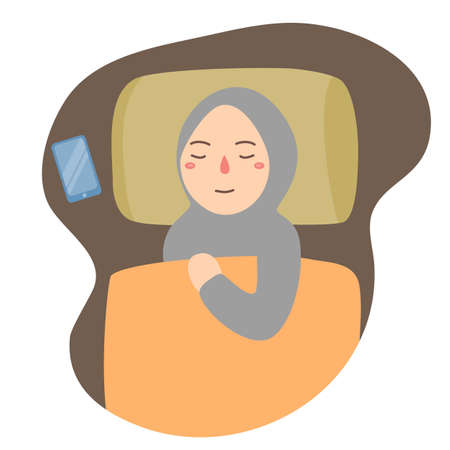 hijab girl sleepのイラスト素材